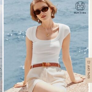 OGL Stretch Cotton Square Neck Cap Sleeve Brami